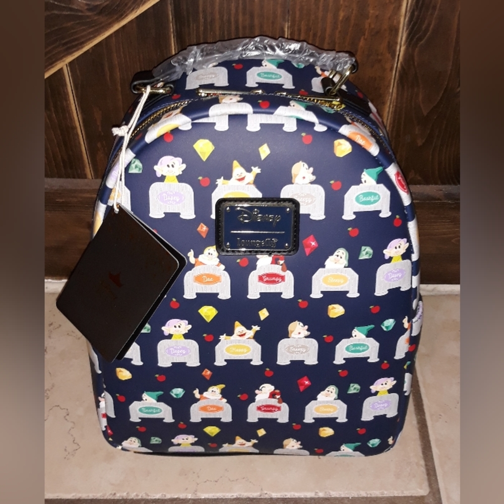 Loungefly Disney Snow White & the Seven Dwarves Beds Allover Print Mini Backpack
